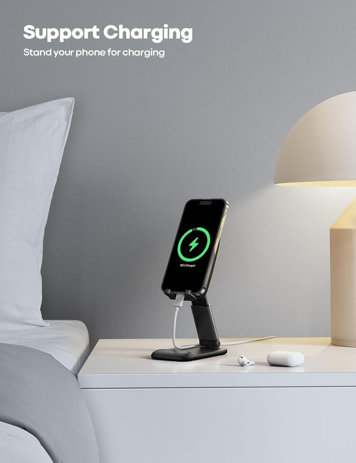 Lamicall Cell Phone Stand for Desk – [Height Adjustable] Foldable Mobile Phone H