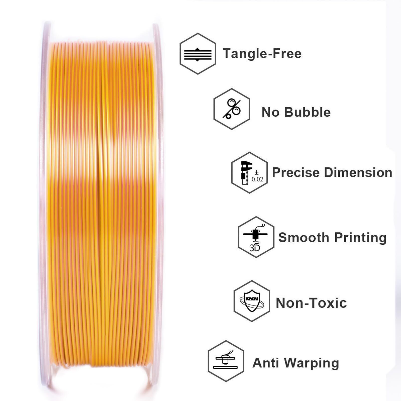 GEEETECH 3D Printer Filament 1KG PLA Silk Dual/Tricolor Silk Gradient Silky PLA