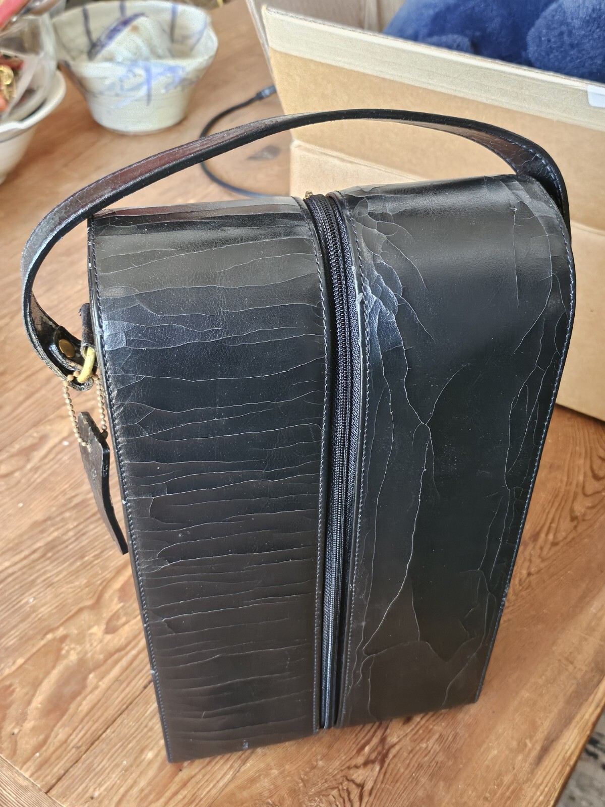 Vintage Compaq Telecom Case Black Faux Leather Suede Lined Promotional Wine Case