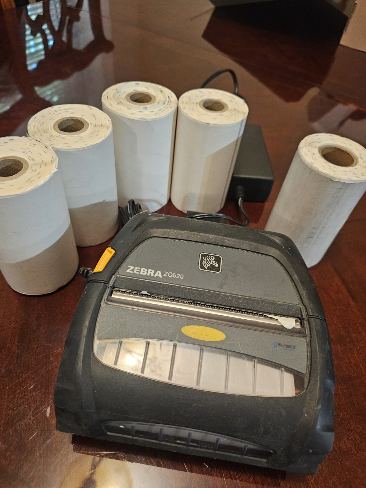 Zebra ZQ520 Mobile Bluetooth Thermal Printer w/Power Adapter & 5 Rolls of Paper
