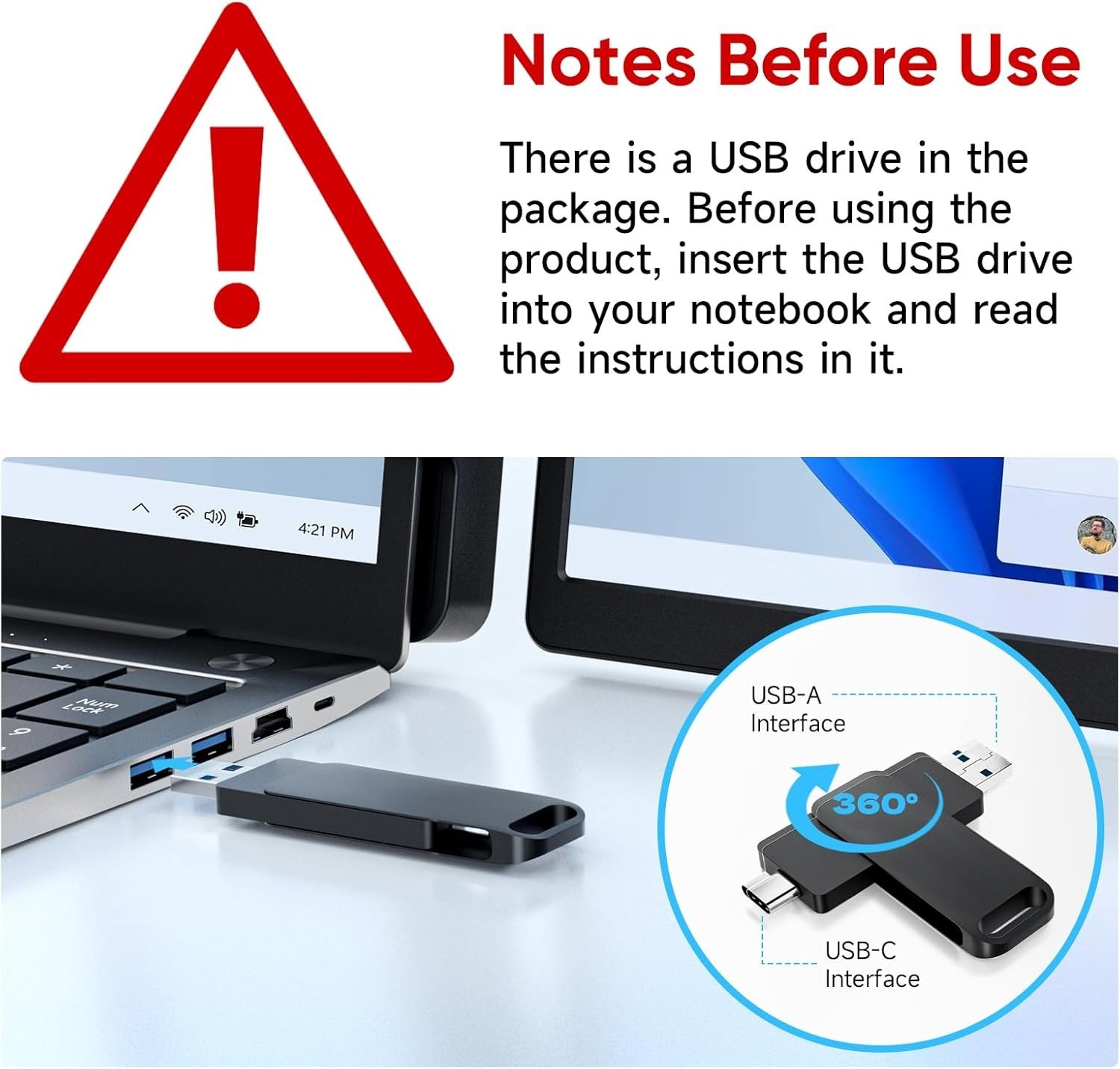 USED Triple Portable Monitor 14.1″ FHD IPS Laptop Screen Extender Fits 14-17″ PC