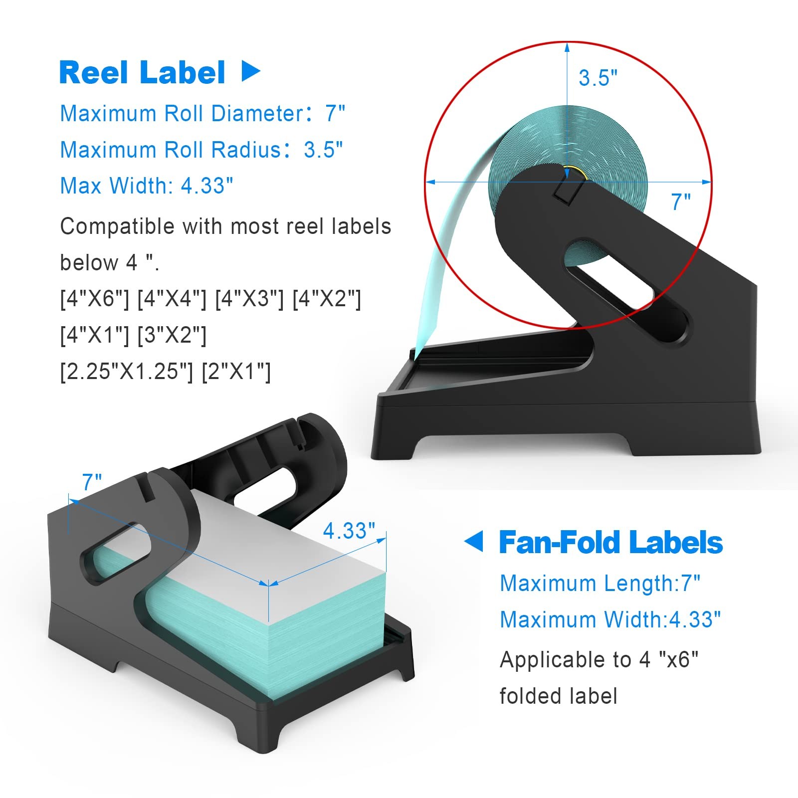 Thermal Label Holder for Rolls and Fan-Fold Labels, Sticker Roll Holder Work wit