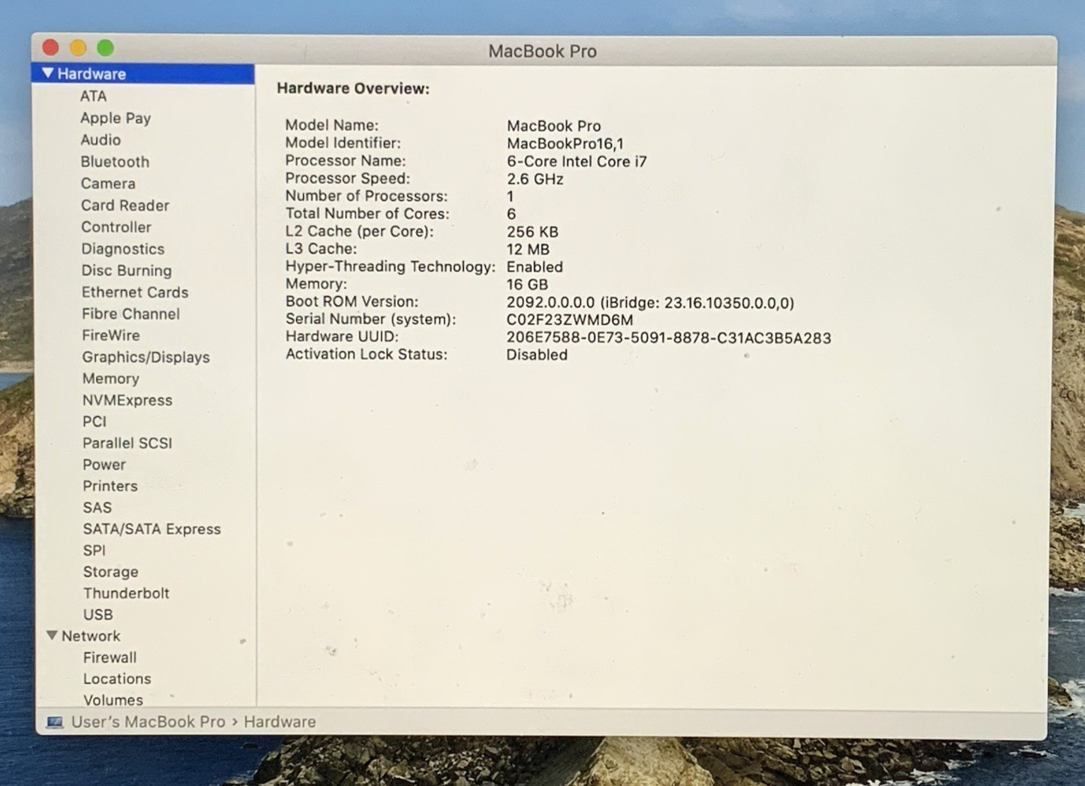 Apple Macbook Pro A2141 Intel i7-9750H 2.6GHz 512GB 16GB DDR4 Radeon Pro 5300M