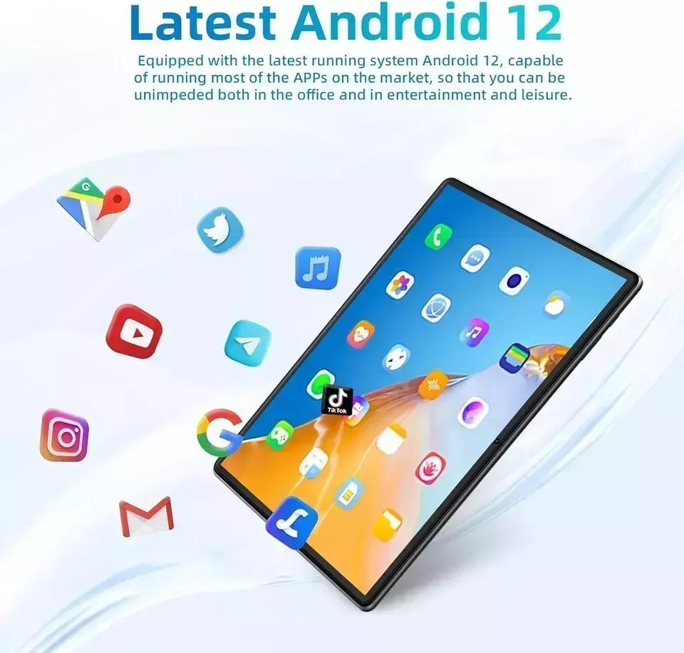 SGIN 10.1” Tablets 4GB 64GB ROM Android 12 Quad-Core Processor WiFi Dual Camera