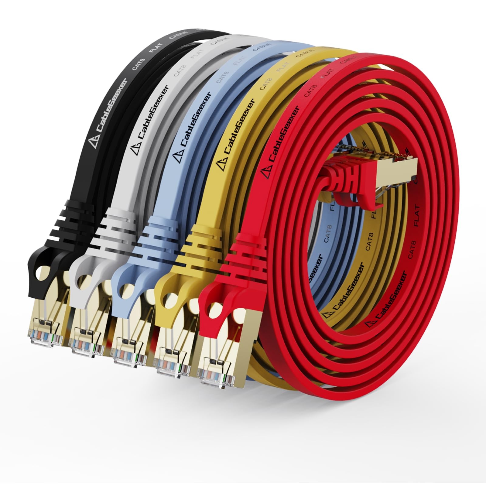 CableGeeker Cat 8 Ethernet Cable 3FT 5 Pack Multi Color, 40Gbps 2000Mhz High …