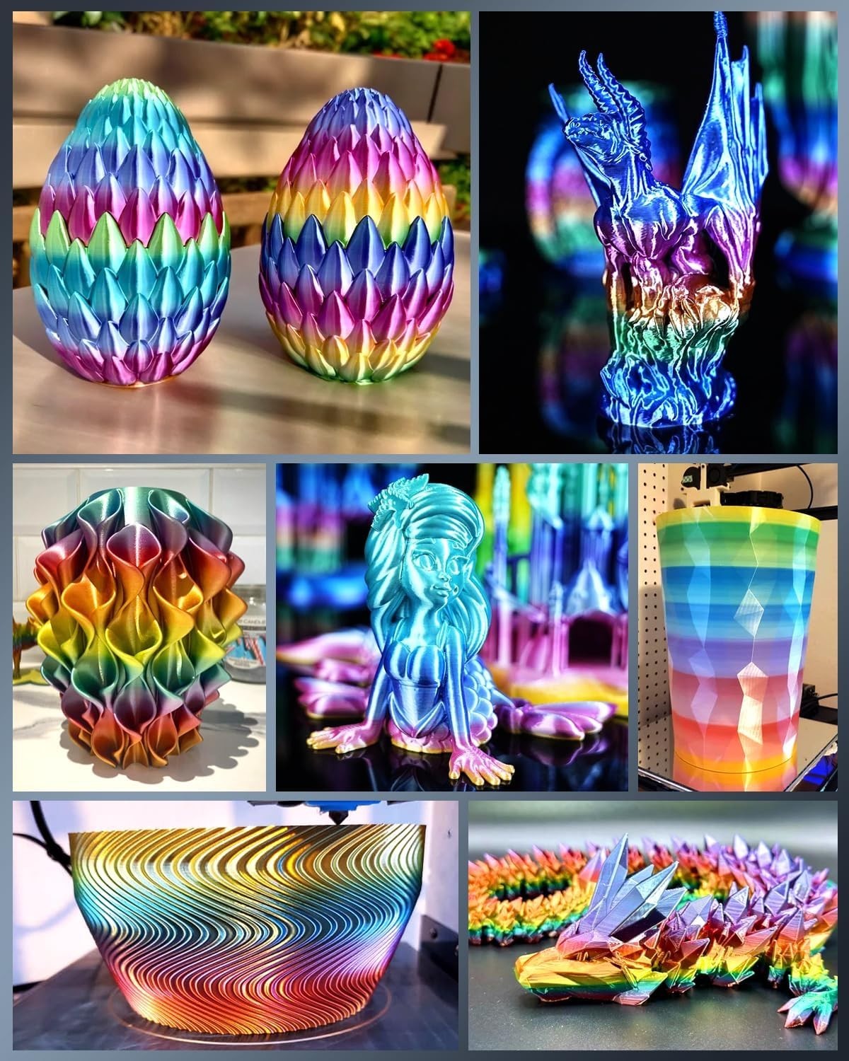 Silk Rainbow PLA Filament, Multicolor Silk 3D Printer Filament 1.75mm +/- 0.0…