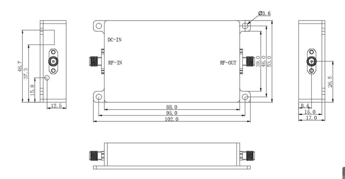 5.8GHz ( 5700-5900MHz ) 20W 43dBm Power Amplifier PA Wifi Booster