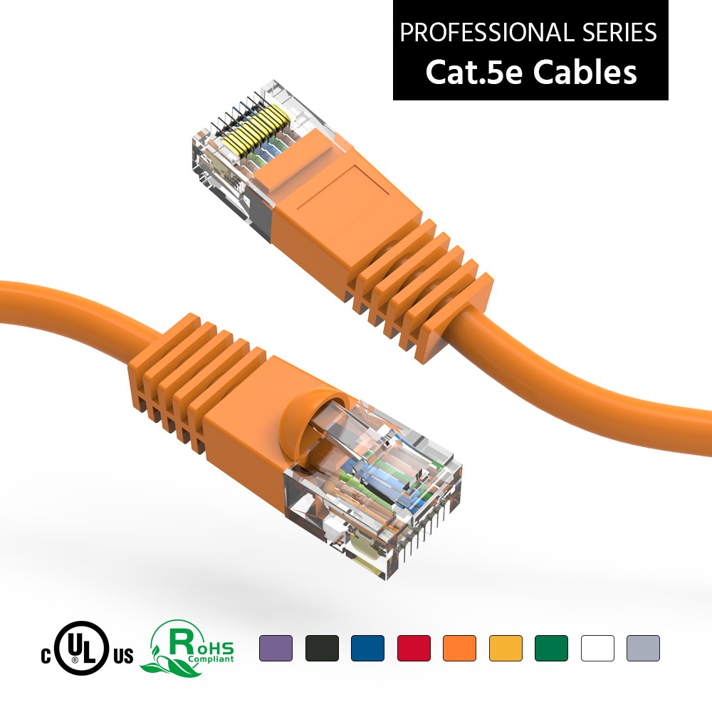 15 Pack of 8Ft CAT5E UTP Ethernet Network Booted Cable Orange