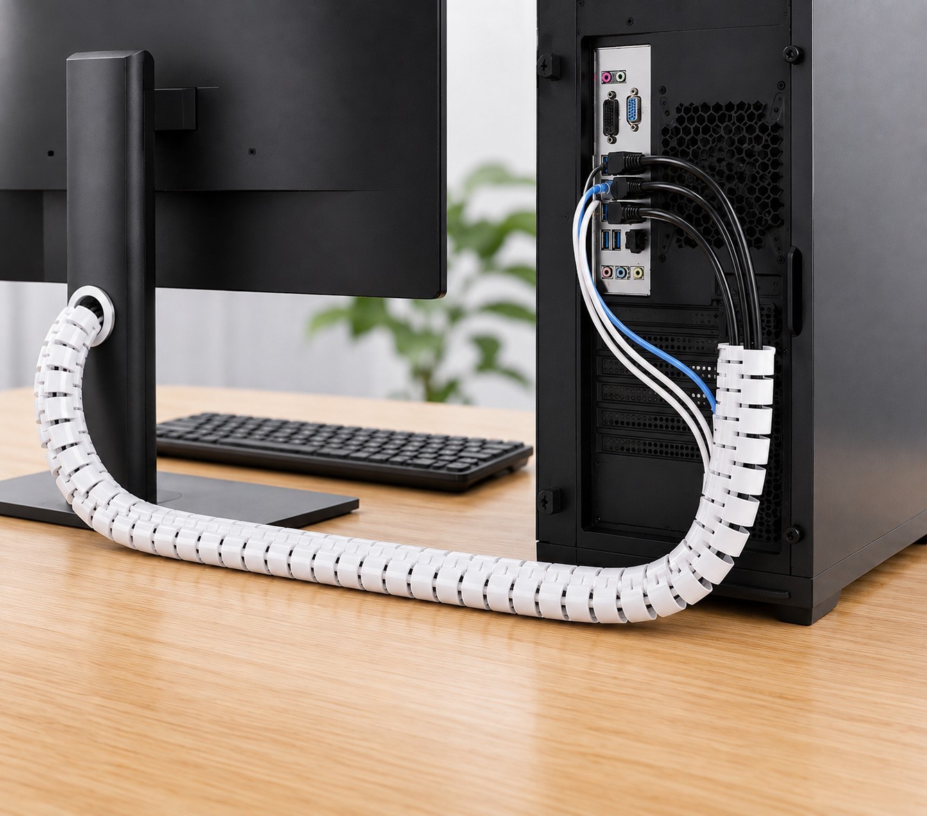 2x Cable Organizer Spiral Wire Wrap Cord Management Sleeve for TV PC Home Office