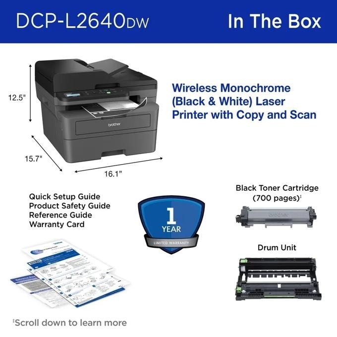 Brother DCP-L2640DW Wireless Monochrome Laser Printer Scanner Copier FREE SHIP