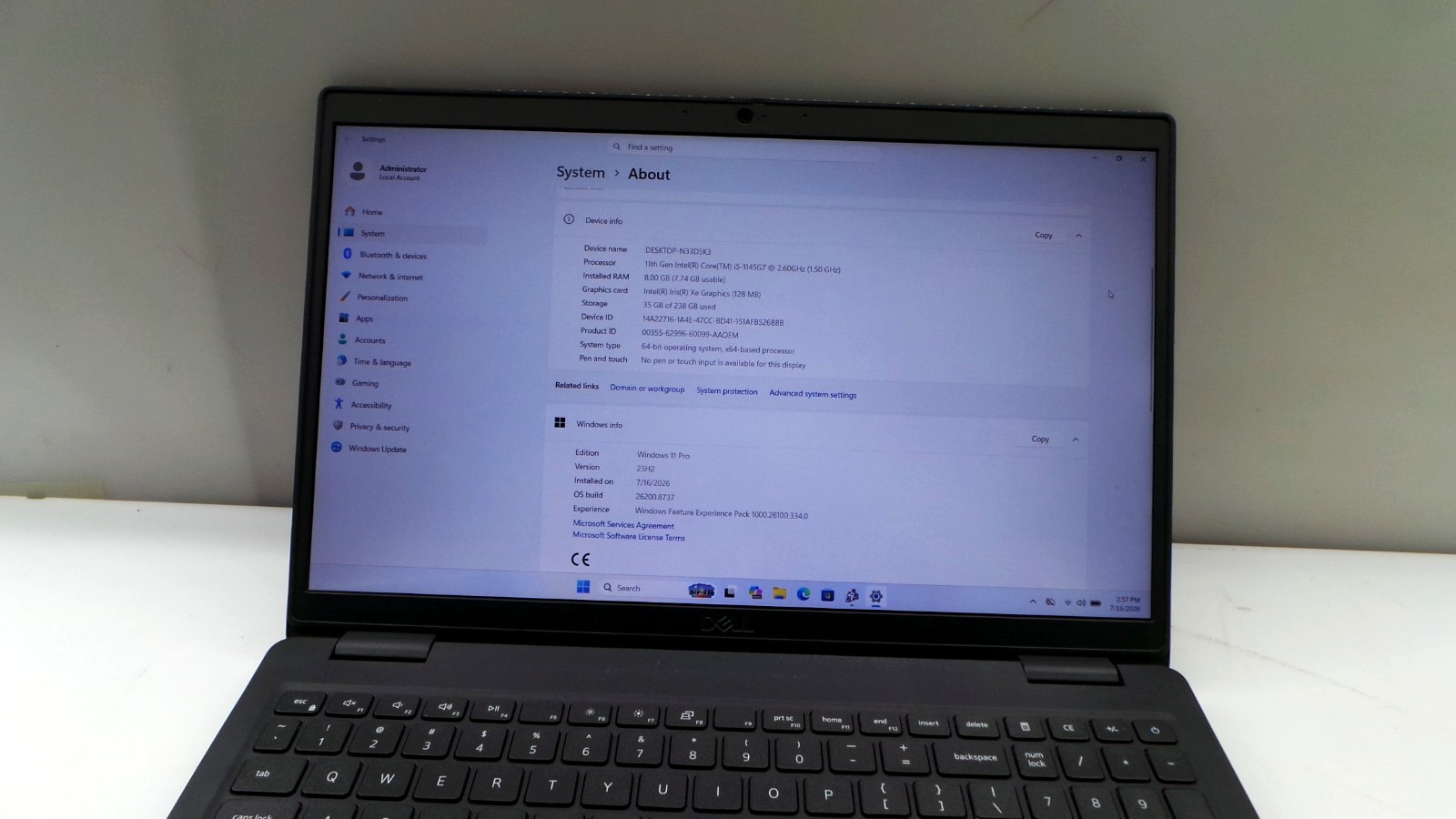 Dell Latitude 3520 | 15.6″ | i5-1145G 2.60GHz | 8GB RAM 256GB NVMe | Win 11 Pro