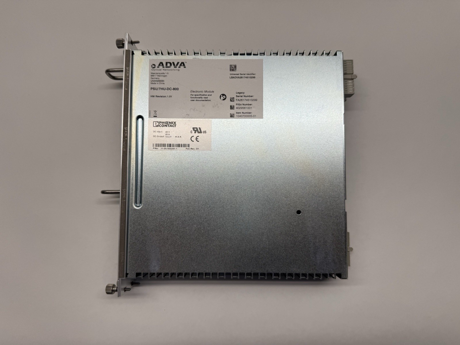 ADVA PSU/7HU-DC-800 P/N: 11-05-500281-1 1040700005-01 FOR 7HU
