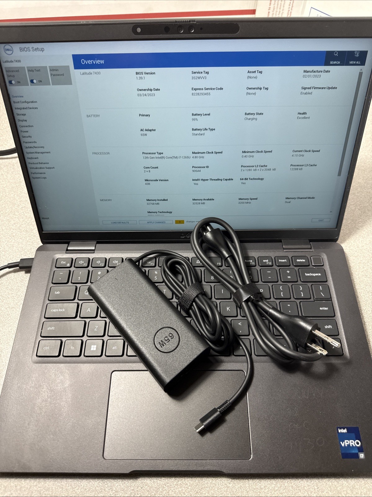 Dell Latitude 7430 i7 12th Gen 4.80GHz, 32GB RAM, 512gb Excellent Bat, #3s2wvv3