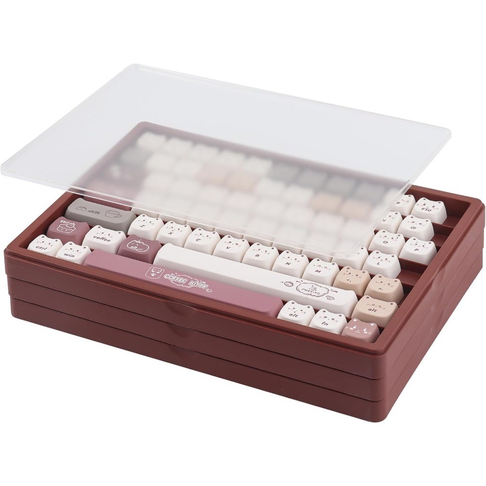 Dustproof Keycaps Storage Box with Transparent Top Cover Display Case for 180