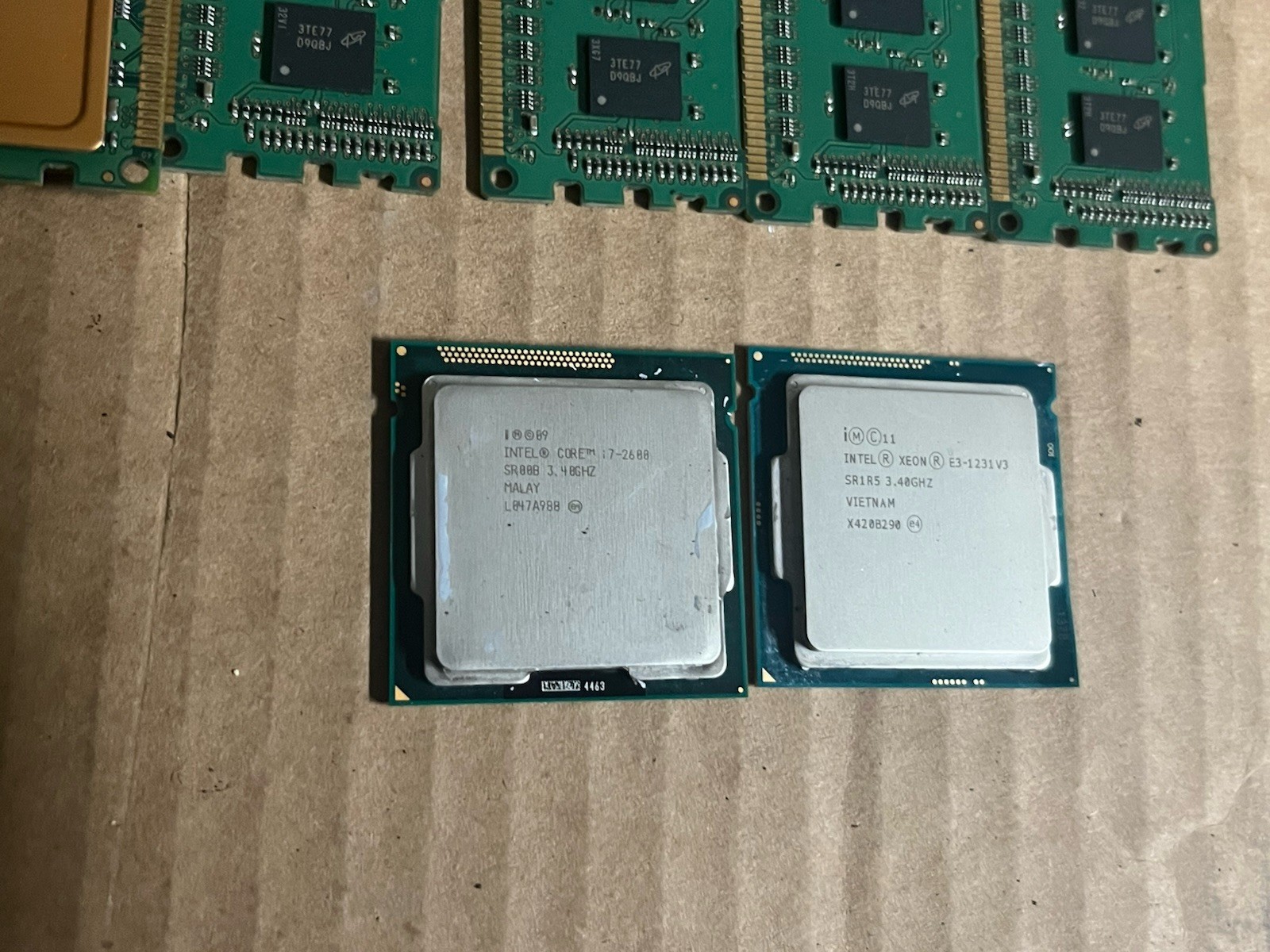 Intel SR00B Proc, I7-2600, Intel Xeon E3-1231 v3, 4 qty 4GB 1RX8, & 2 PNY RM&fan