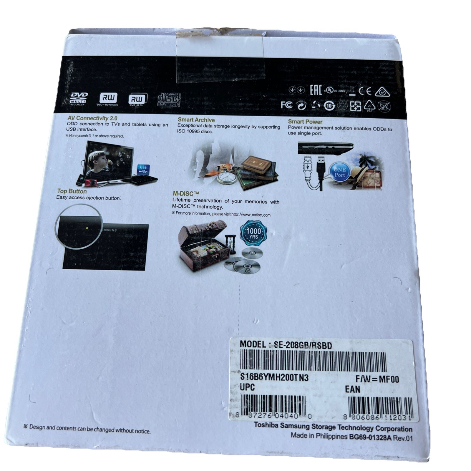 Samsung Portable DVD Writer Model SE-208