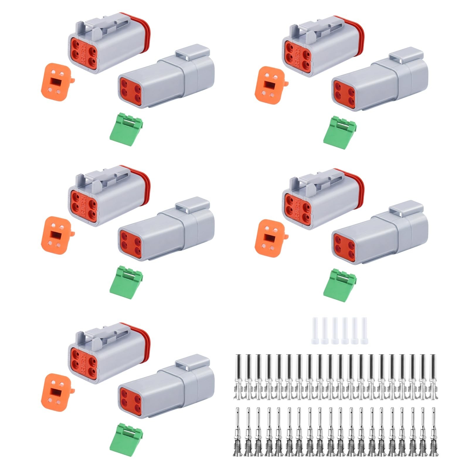 66 PCS Deutsch DT Grey 4 Pin Connectors 5 Set, Waterproof Electrical Wire Con…
