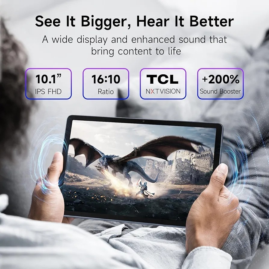 TCL TAB 10 Gen 4 Android Tablet, 10.1” FHD IPS 128GB 8C CPU 12GB (4+8) Ram