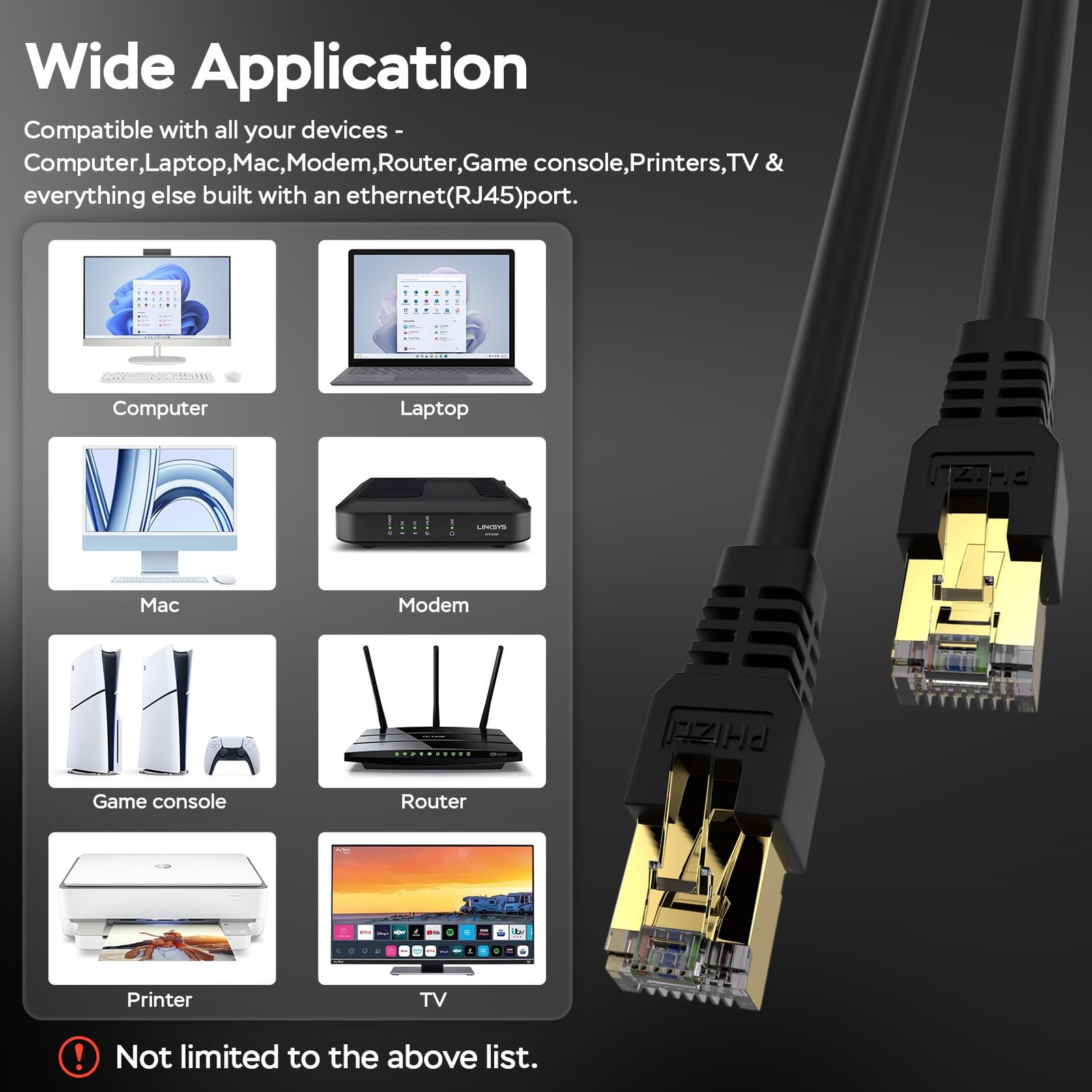 Cat7 Ethernet Cable 50ftCat7 3Ft 15Ft 25Ft 50Ft 100Ft 125Ft 150Ft 175Ft 200Ft…