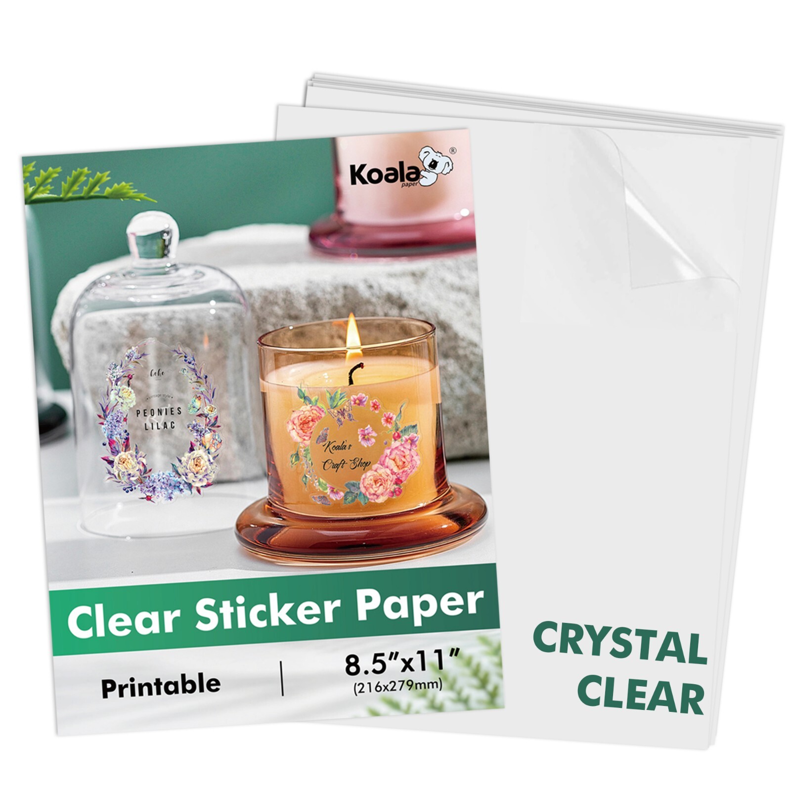 18-54 Koala Crystal Clear Sticker Paper for Inkjet + Laser Printers Glossy Vinyl