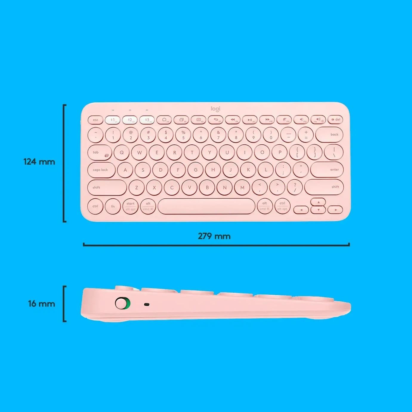 Logitech K380 TKL Wireless Scissor Keyboard for PC Mac, Android, iPad OS – Rose