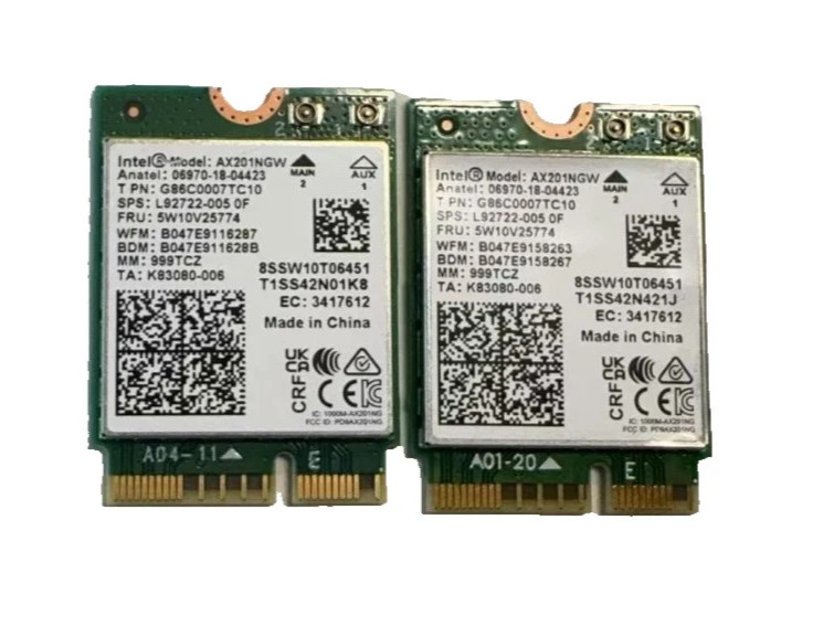 2 PACK! INTEL AX201NGW DUAL BAND Wi-Fi 5.0 AND 2.4GHZ + BLUETOOTH NETWORK CARD