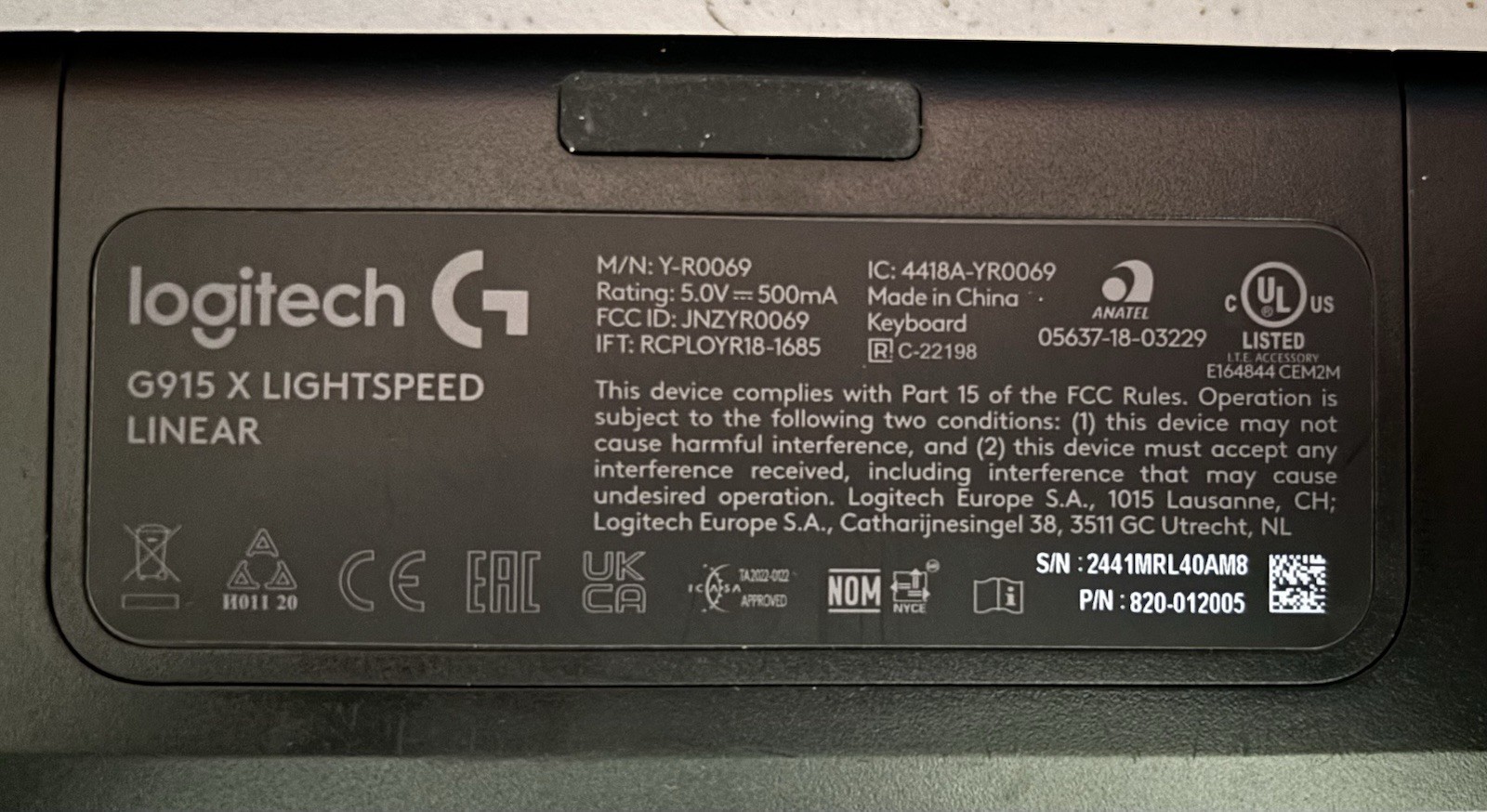 Logitech G915 X LIGHTSPEED Linear Wireless Mechanical Illuminated Keyboard Black