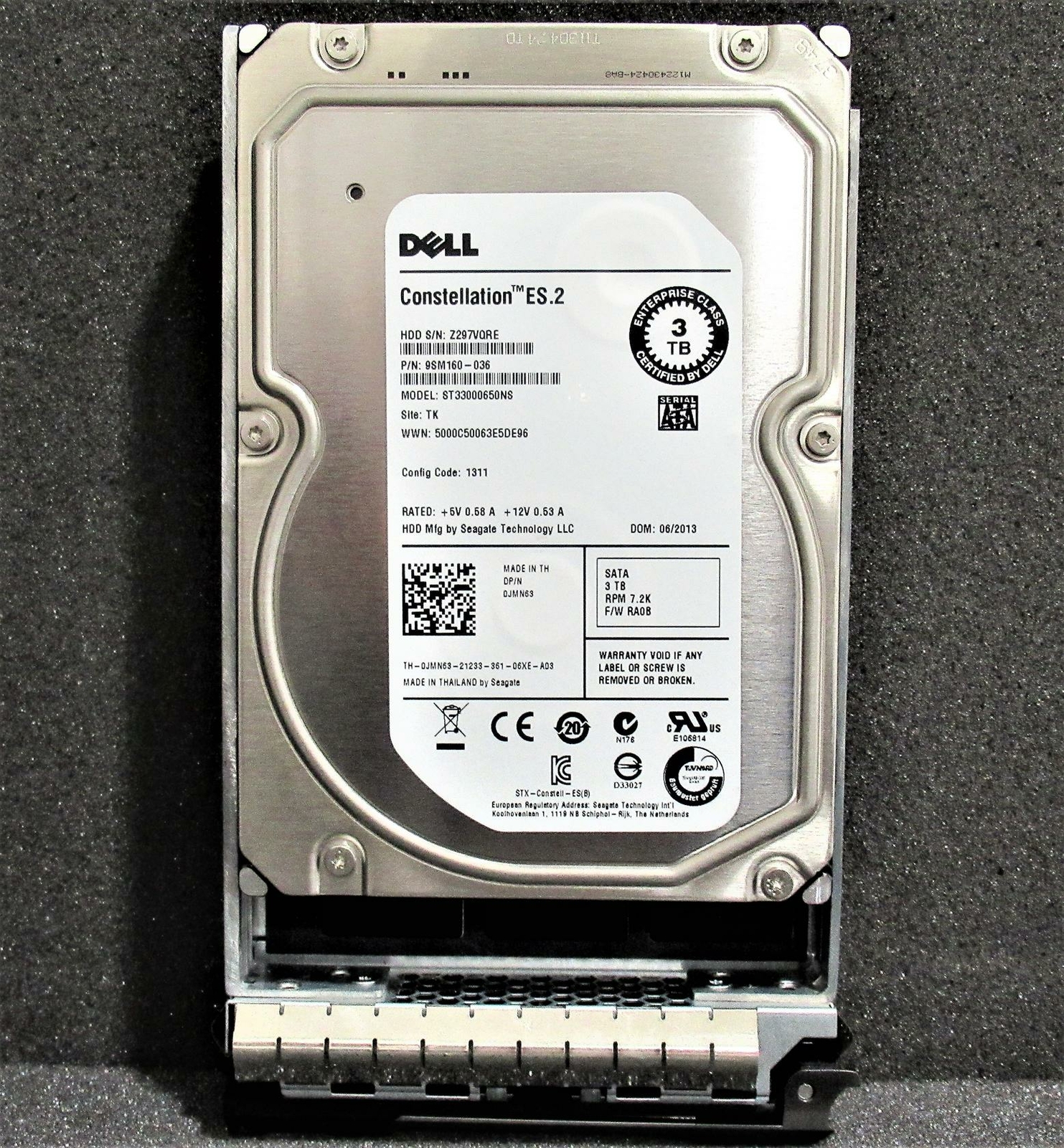 JMN63 DELL ST33000650NS CONSTELLATION 3TB 7.2K 6GB 64MB 3.5” SATA Hard Drive