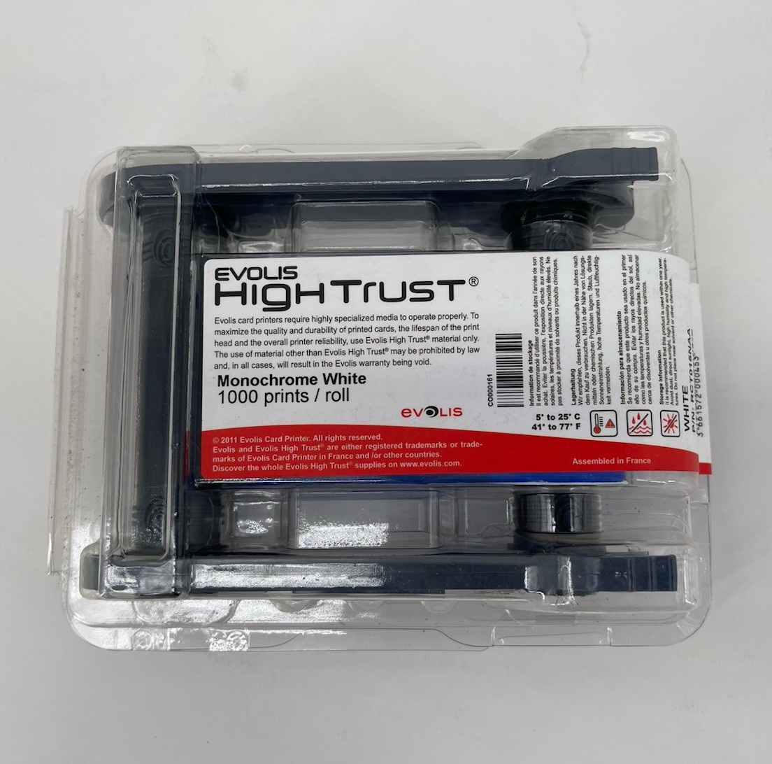 Evolis HighTrust RCT015NAA Monochrome White Ribbon 1000 prints/Roll