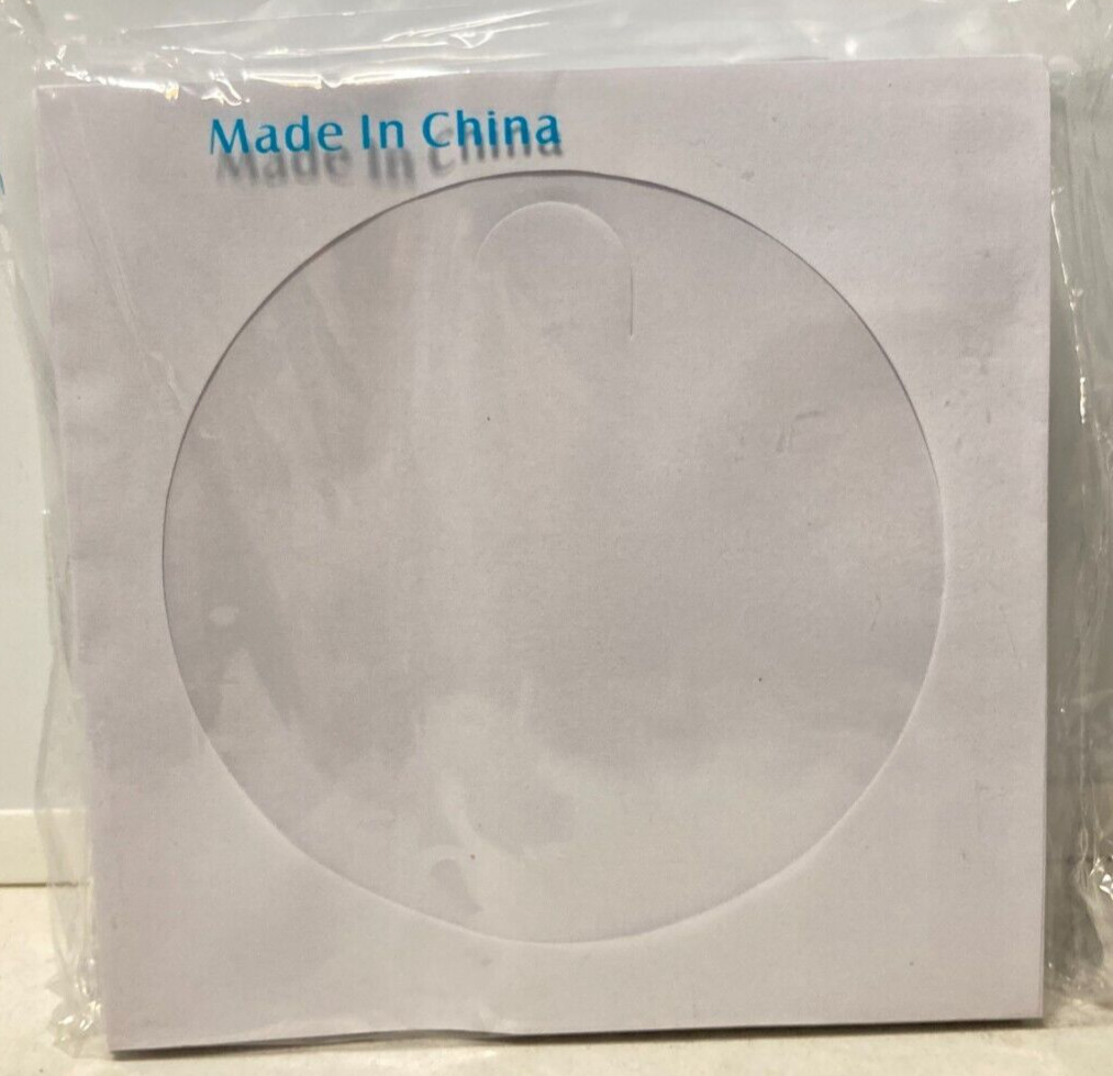 CD DVD White Paper Sleeves 100 Count Envelopes w/Clear Window, Flap Tab, 80g NIP