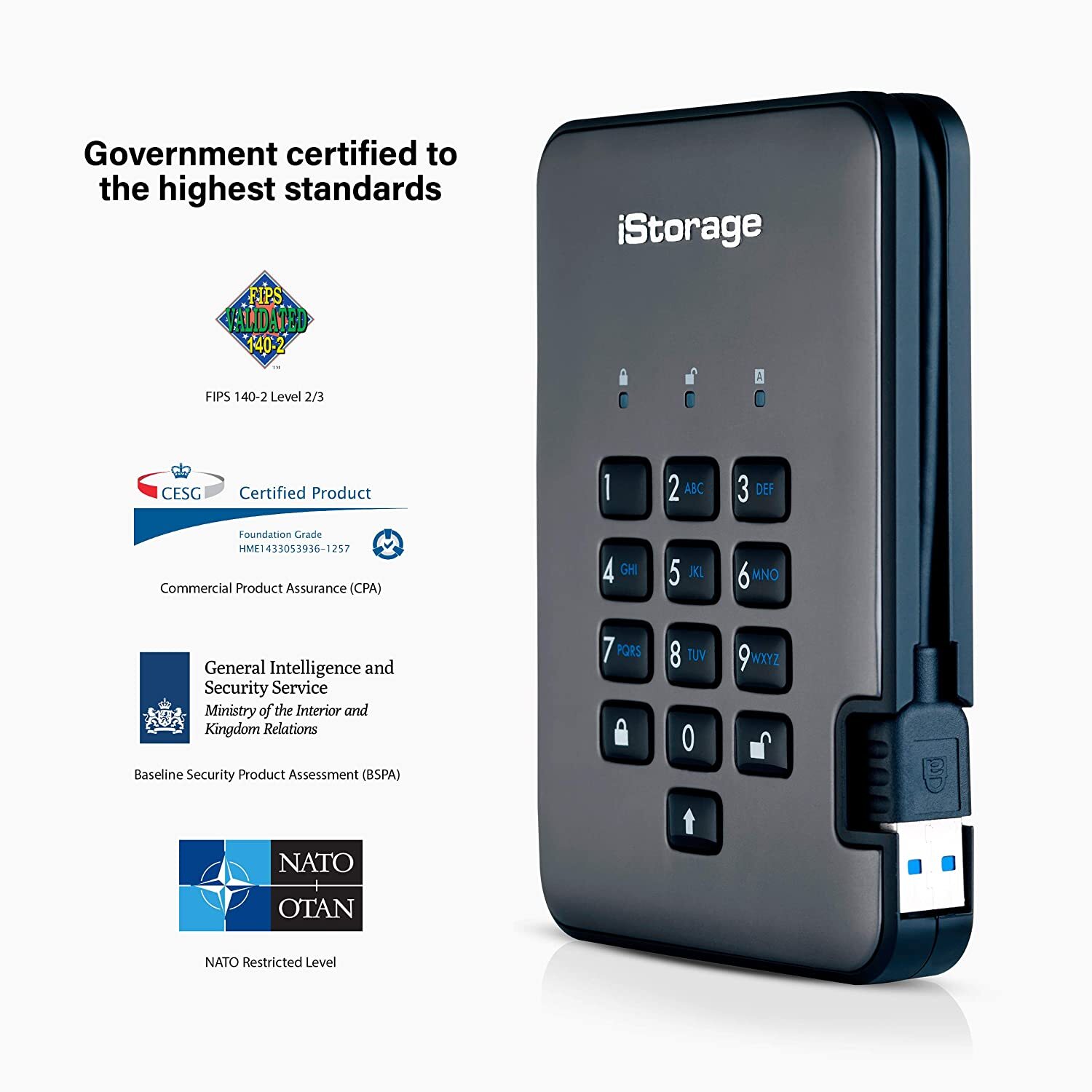 Diskashur PRO2 HDD 2TB Secure Portable Hard Drive, Password Protected