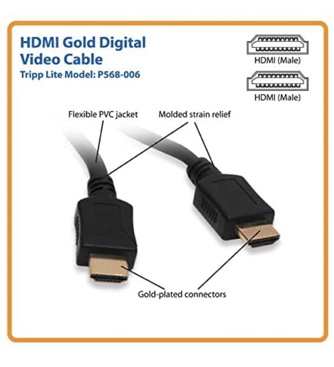 TRIPP LITE CONNECTIVITY P568-006 6FT HIGH SPEED HDMI FLAT CABLE – GOLD PLATED