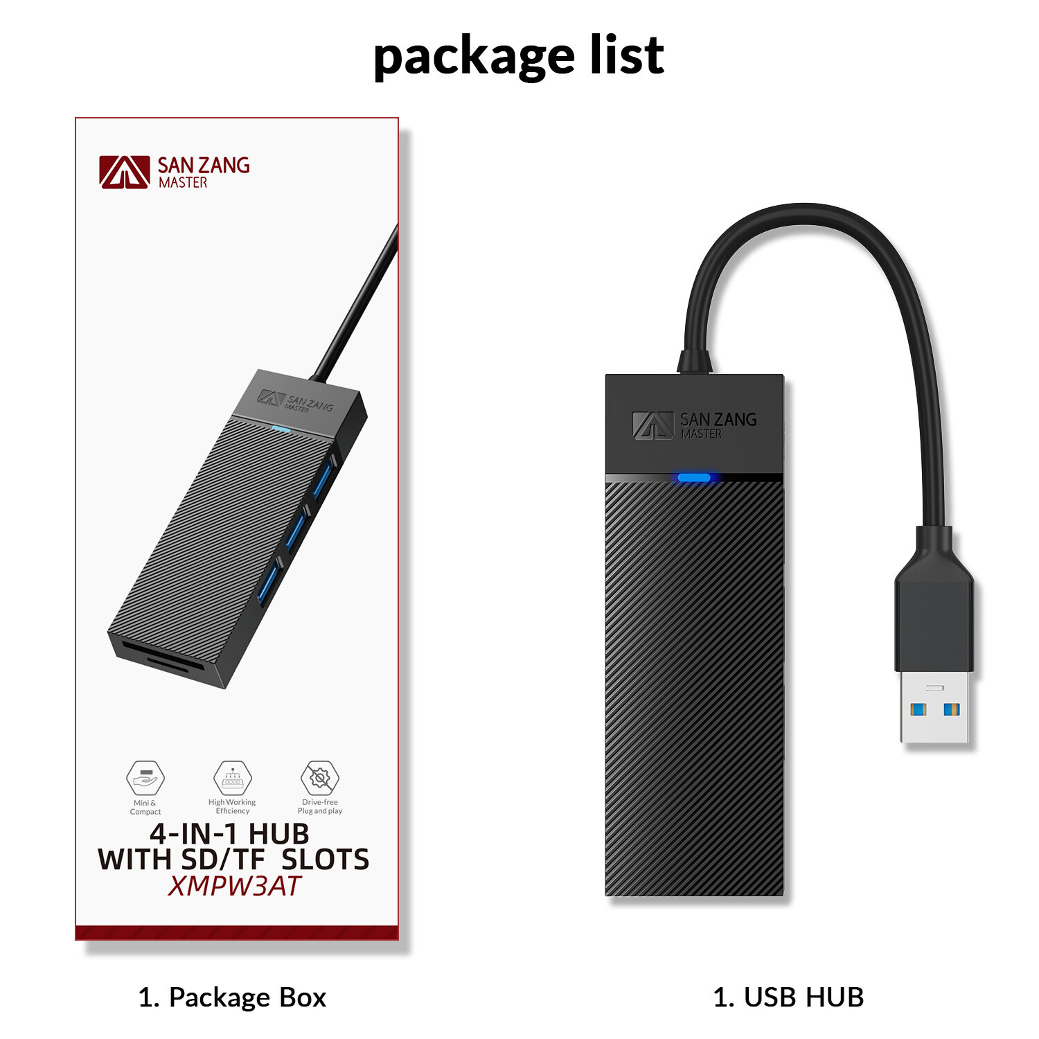5 Ports USB 3.0 Hub Type- A Adapter SD TF Card Reader Ports Ultra Slim Data Hub