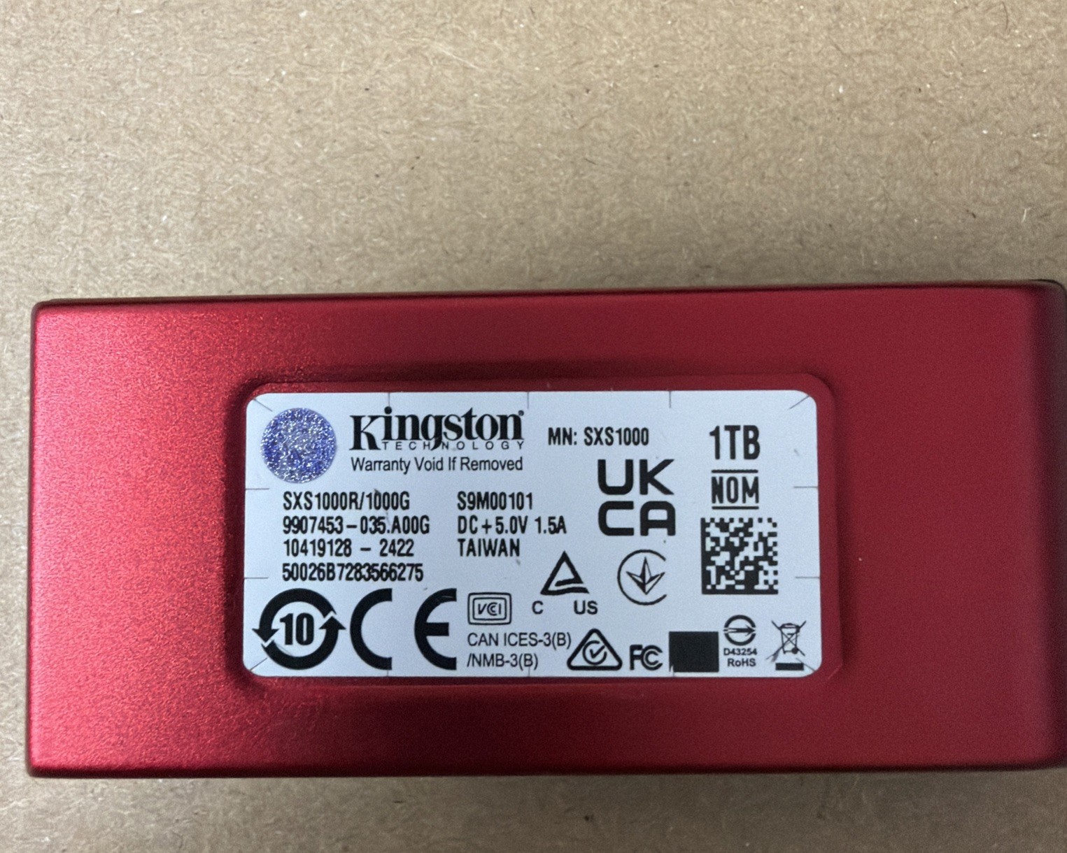 Kingston SXS1000 1TB External USB 3.2 Gen 2×2 Type-C 3D NAND Solid State Disk