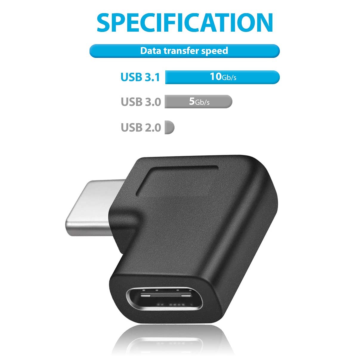USB C Right Angle Adapter,90 Degree USB C to USB Type-C Male to Female Adapter C