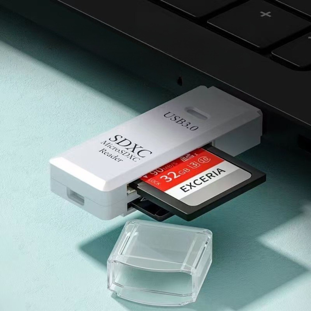 USB3.0 TF/SD Card Reader MicroSD 2-in-1 High-Speed Plug&Play For Camera Monitor