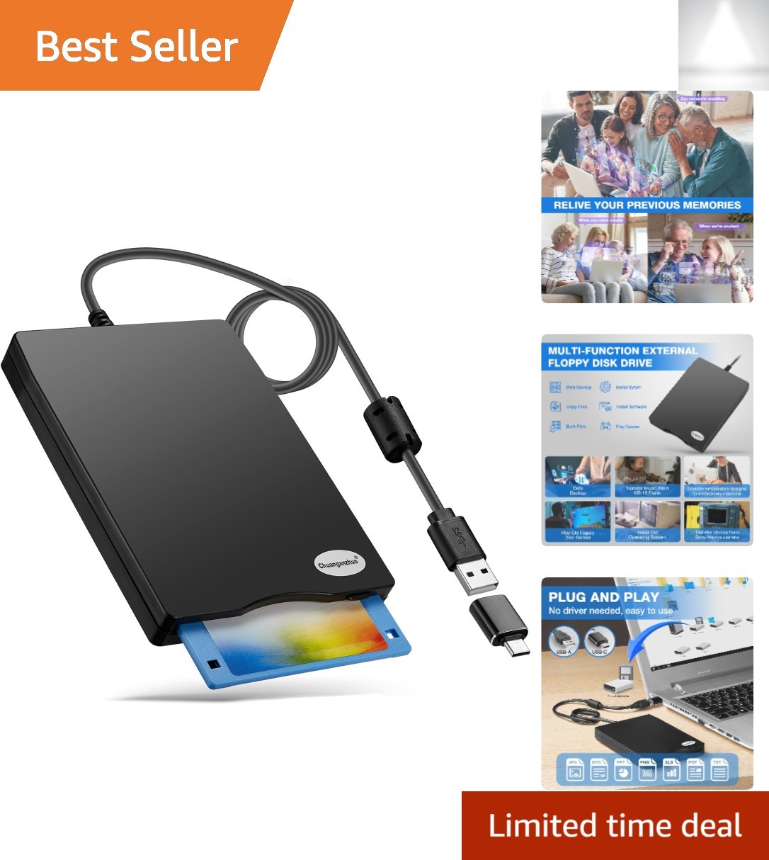 Dust-Resistant External USB Floppy Drive – Easy Retrieval for Classic Documents