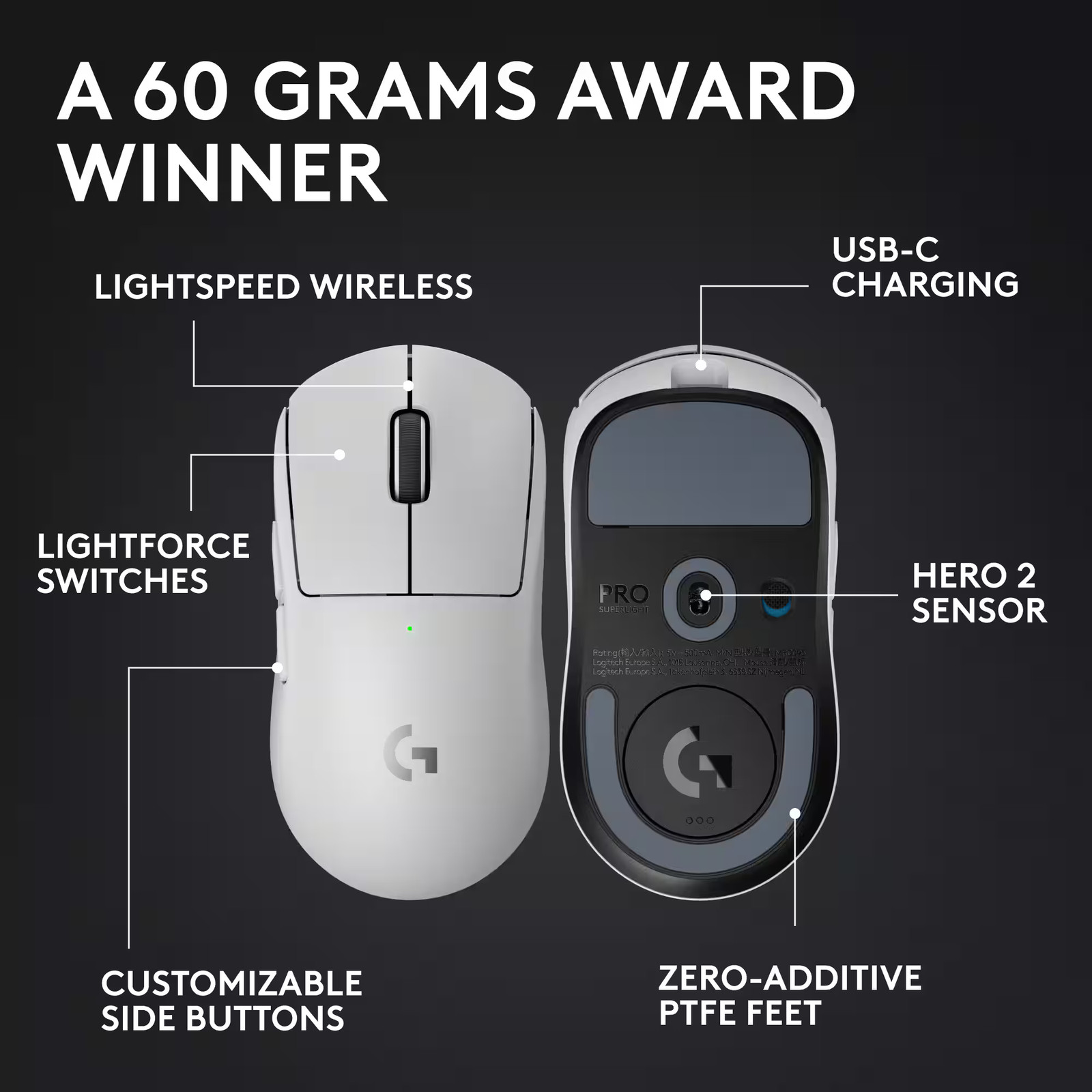Logitech – G PRO X SUPERLIGHT 2 LIGHTSPEED Lightweight Wireless Optical HERO …