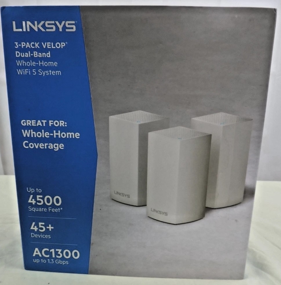 Linksys Velop Mesh WiFi System Whole Home Router Refurbished Tri-Band AC3900 3pk