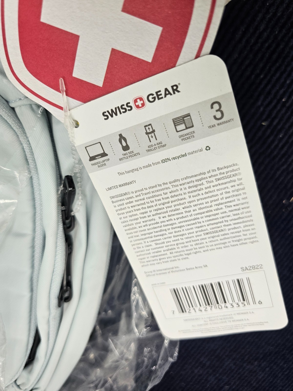 Swissgear Compact Lightweight Laptop Backpack, Padded Light Blue SA2822