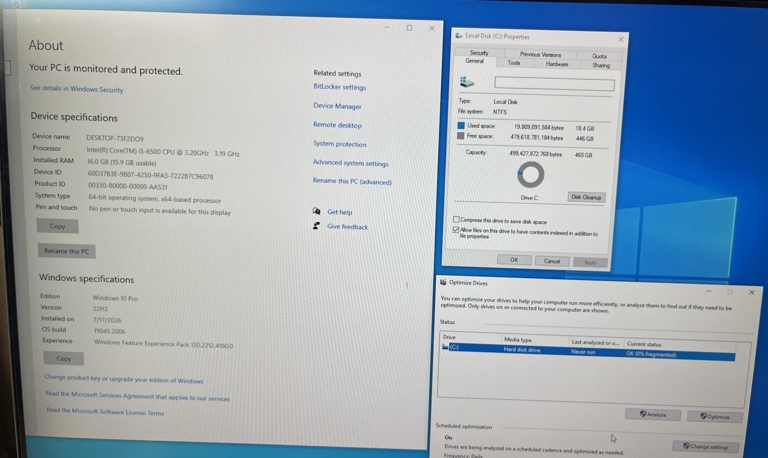 Lenovo ThinkCentre M900,Intel Core i5-6500 @3.20GHz, 16GB RAM, 500GB HDD, W10P