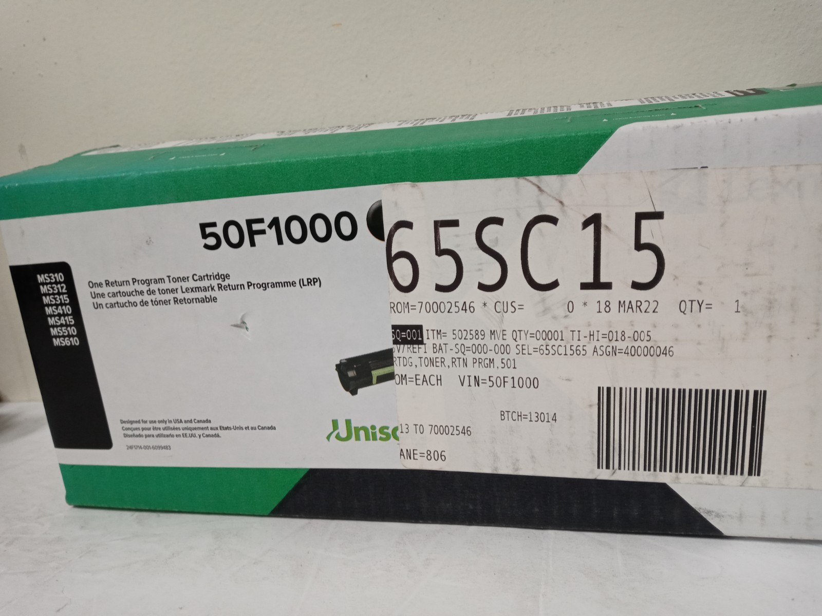Lexmark 50F1000 Black Toner – OEM sealed – – MS310/312/315 – MS410/415 – New*