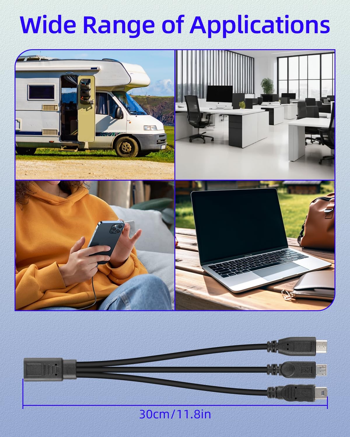 RIIEYOCA 3 in 1 USB C Splitter Charge Cable, Type C Female to Micro 1 foot