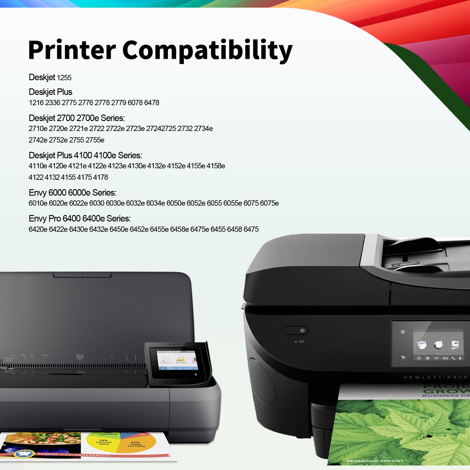67XL Ink Cartridge for HP Ink 67 Deskjet 2700 2755 2855 4152 4155 Envy 6055 6455