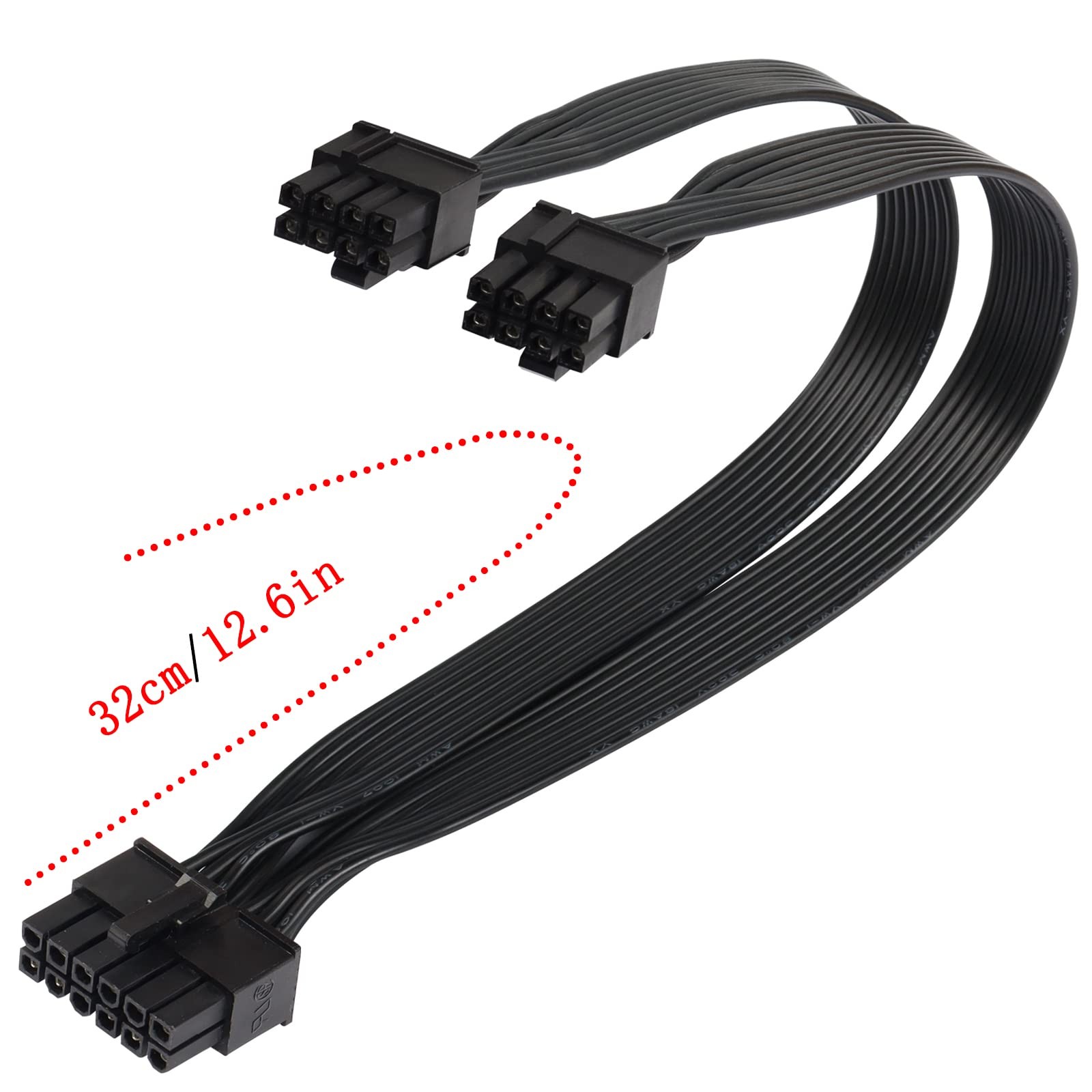 PCIE 12Pin To Dual 8Pin Male YSplitter Video Card Power Extender 12.6 In