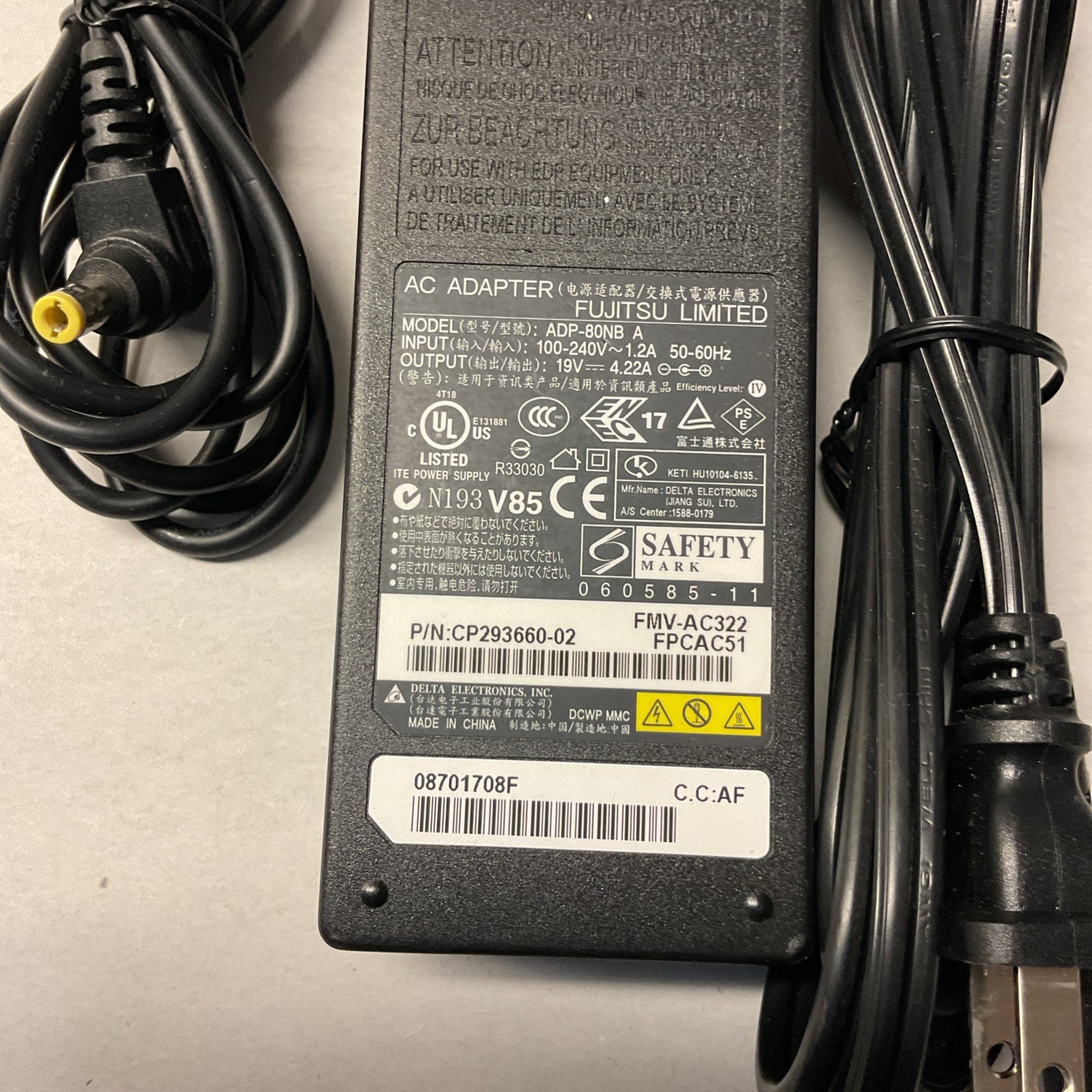 LOF OF 5 Genuine Fujitsu 80W AC Adapter 19V 4.22A Power Supply / ADP-80NB A
