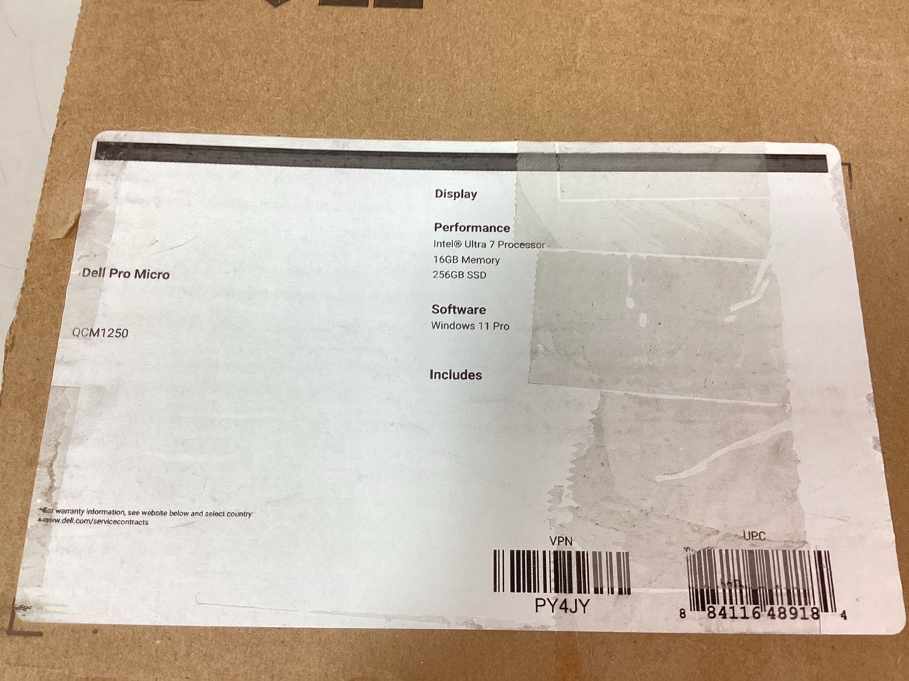 Dell Pro Micro Desktop QCM1250 Ultra 7 265T 16GB 256GB SSD WiFi 6E W11P – PY4JY