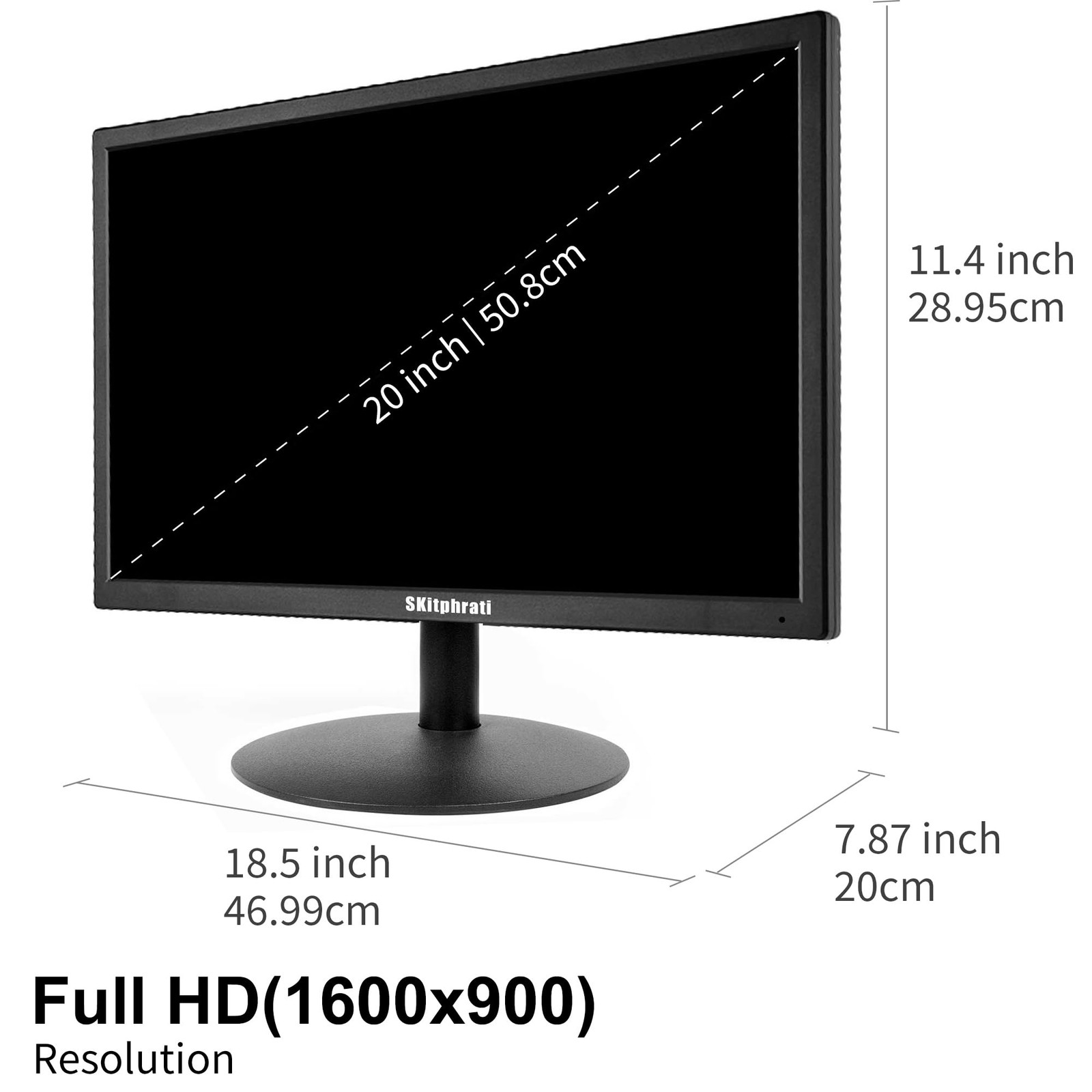 20″ PC Monitor 1600×900 75Hz 5MS HDMI Monitor LED Viewing Angle 95° (Horizont…
