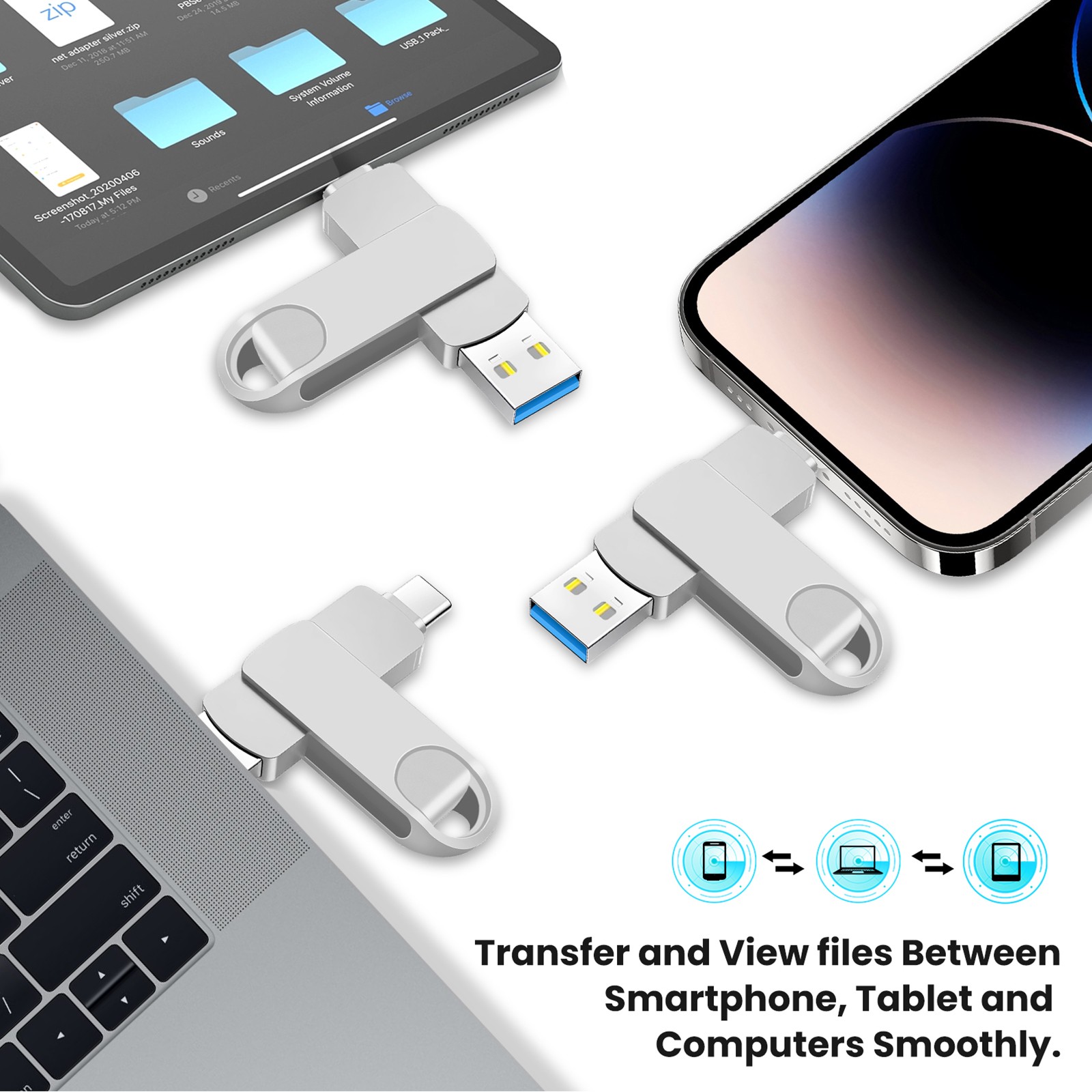 512GB USB Flash Drive Dual Type C/USB-A 2IN1 Thumb Drive Memory Stick for PC Lap