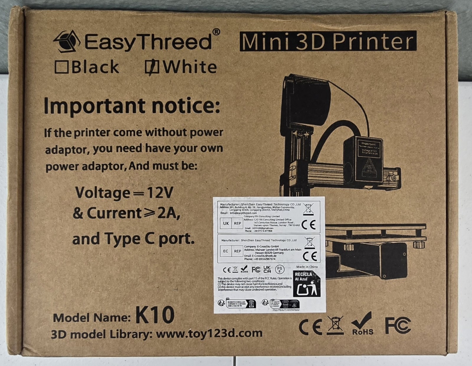 EasyThread K10 Mini 3D Printer Portable Desktop FDM Printing Machine